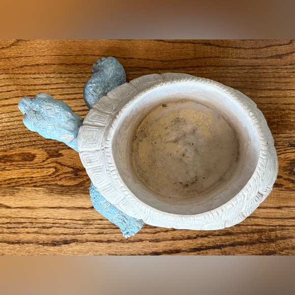 Vintage Garden Turtle Planter Plaster Ceramic Blue 14x8 holds 6x5.5 plant Gift - Picture 7 of 9